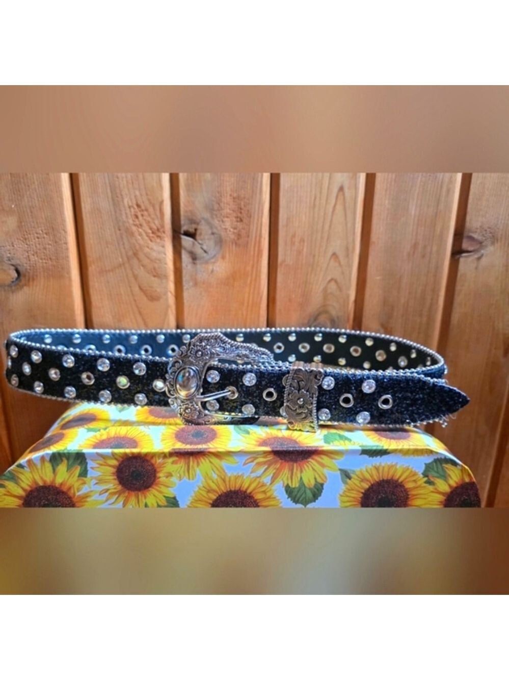 Black Belt Studded Silver Accents
